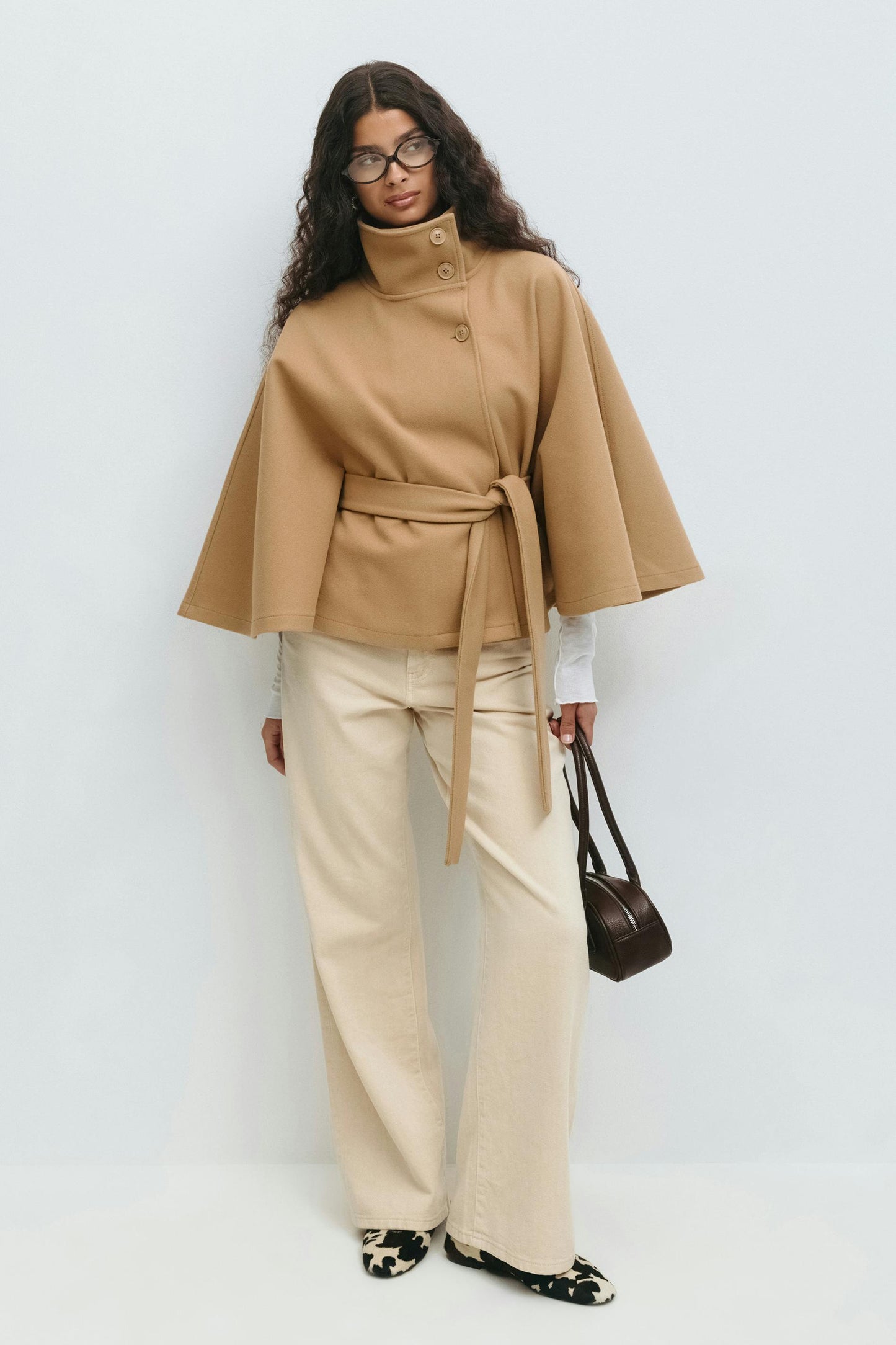 Belt cape jacket - Brown