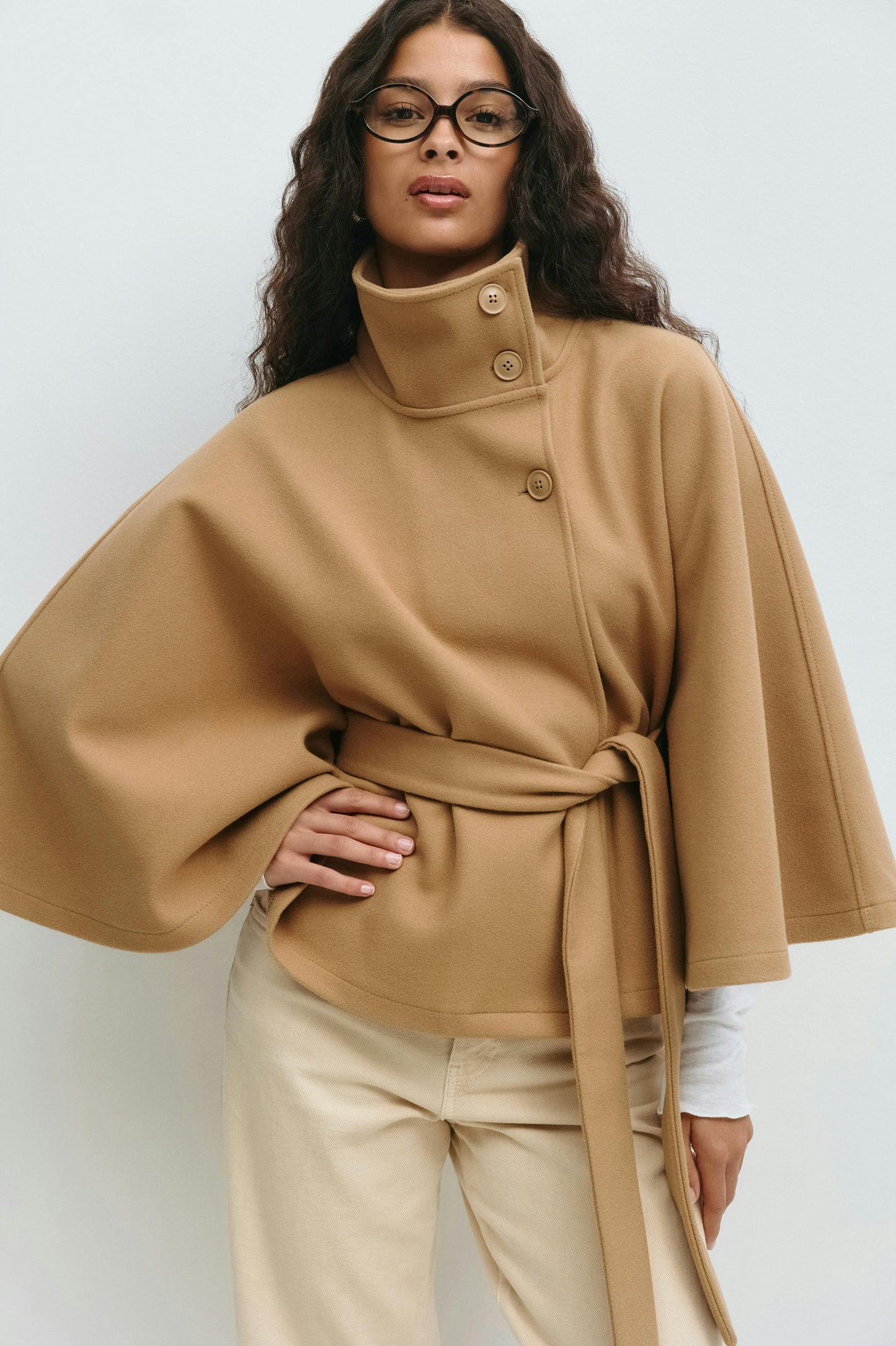 Belt cape jacket - Brown
