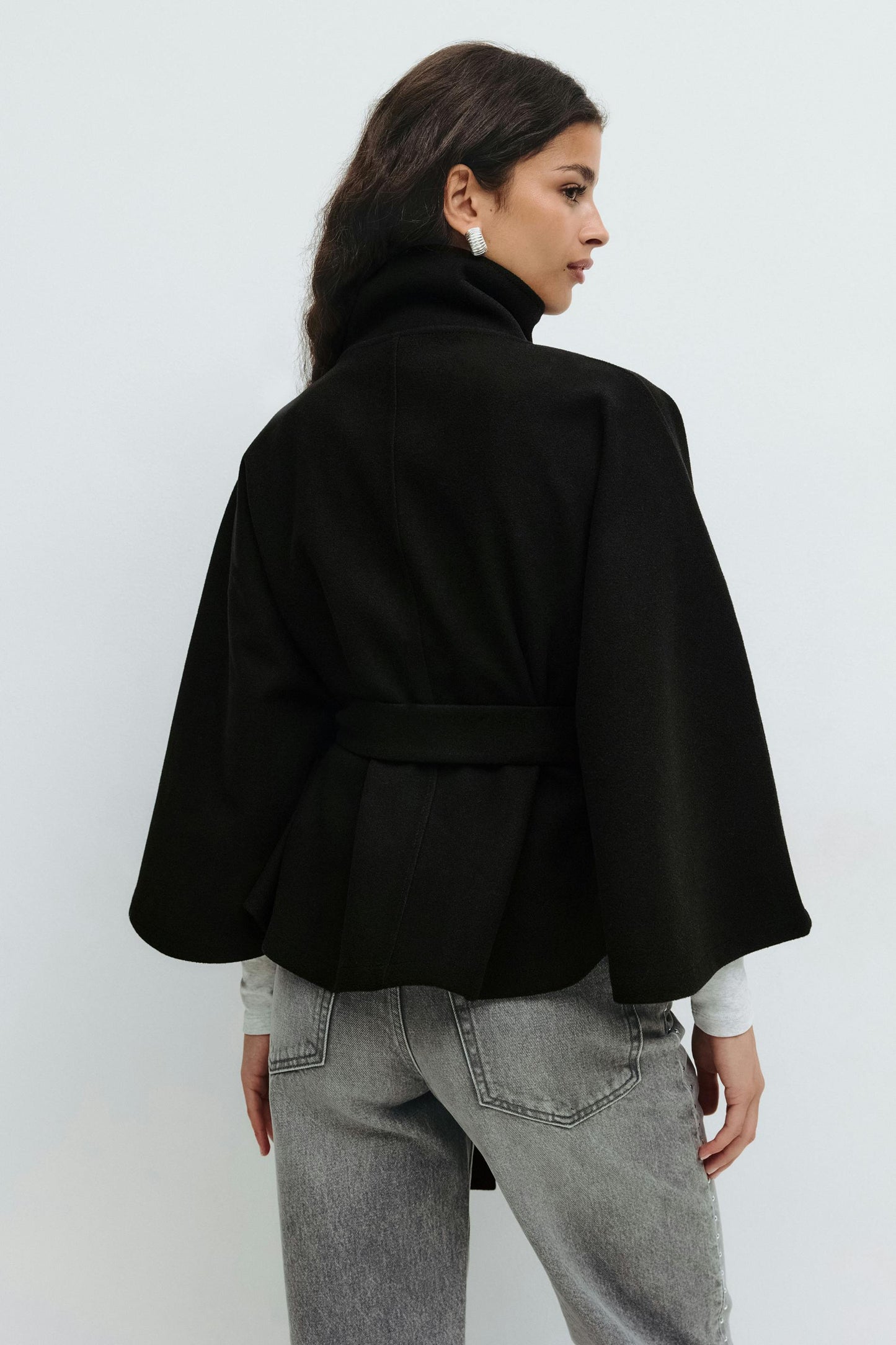 Belt cape jacket - Black