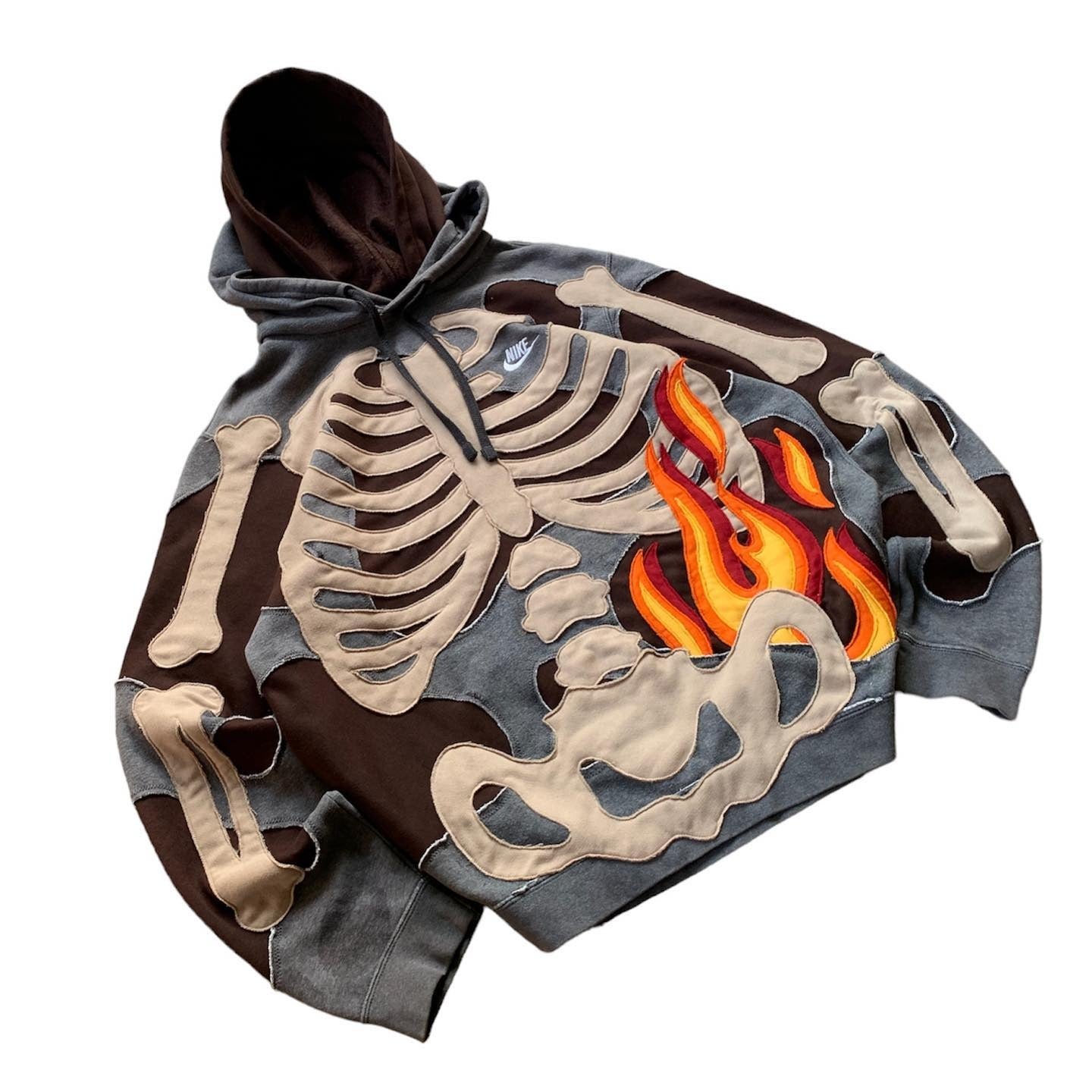 Hollow flame skeleton Hoodie