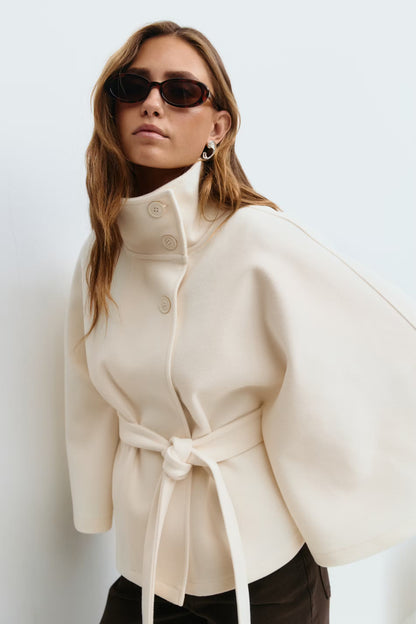 Belt cape jacket - White