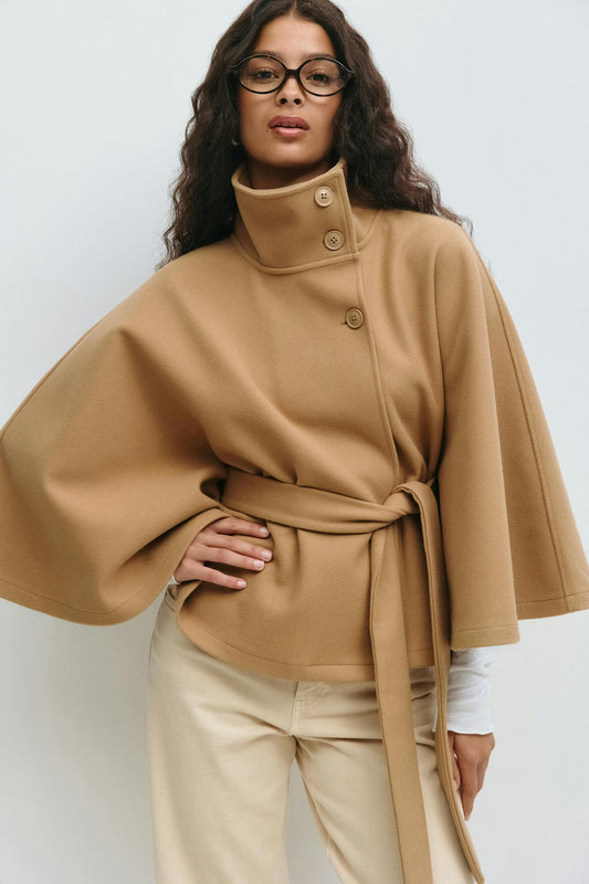 Belt cape jacket - Brown