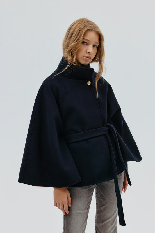 Y belted cape - Blue