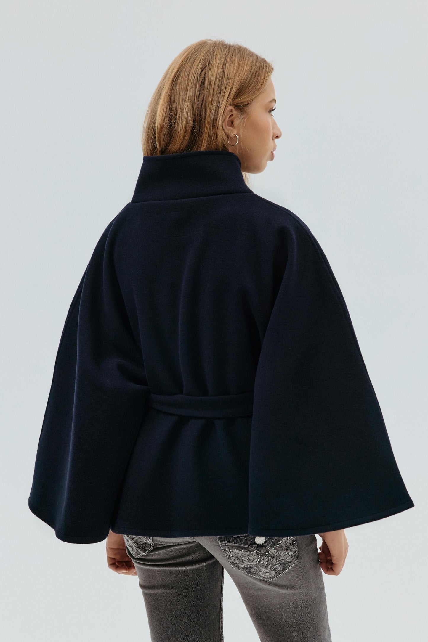 Y belted cape - Blue