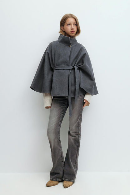 Y belted cape - Grey